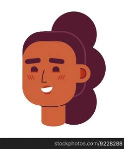 Excited smiling girl with bubble braid ponytail semi flat vector character head. Editable cartoon avatar icon. Face emotion. Colorful spot illustration for web graphic design and animation. Excited smiling girl with bubble braid ponytail semi flat vector character head