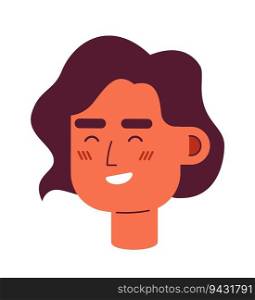 Excited young caucasian woman with short hair semi flat vector character head. Editable cartoon avatar icon. Face emotion. Colorful spot illustration for web graphic design, animation. Excited young caucasian woman with short hair semi flat vector character head