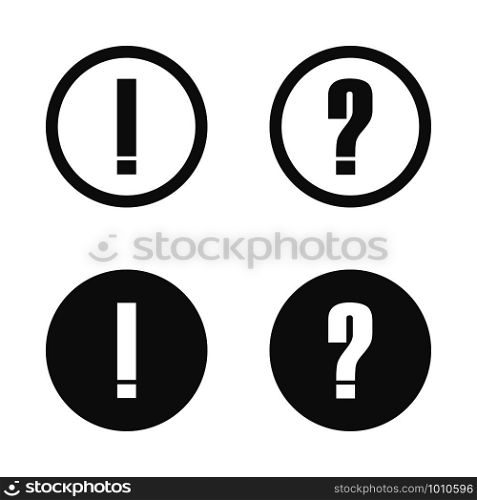 exclamation and question black and white icon, vector. exclamation and question black and white icon