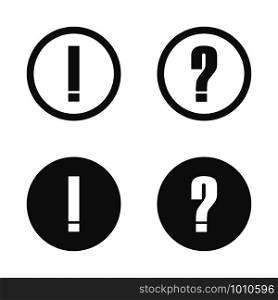 exclamation and question black and white icon, vector. exclamation and question black and white icon