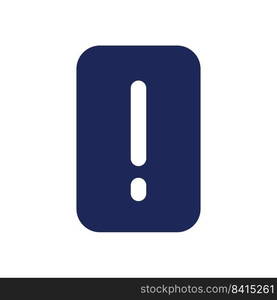 Exclamation mark black glyph ui icon. System error. Require attention. User interface design. Silhouette symbol on white space. Solid pictogram for web, mobile. Isolated vector illustration. Exclamation mark black glyph ui icon