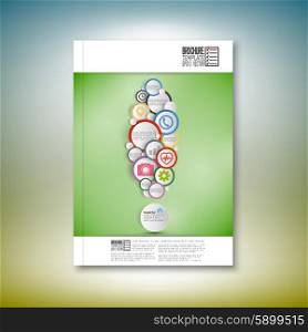 Exclamation mark. Infographic with colored circles. Brochure, flyer or report for business, template vector.
