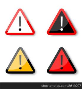 exclamation mark triangle set. Attention sign. Vector illustration. Stock picture. EPS 10.. exclamation mark triangle set. Attention sign. Vector illustration. Stock picture. 