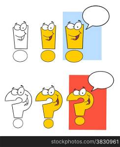 Exclamation Marks Cartoon Mascot Characters-Collection