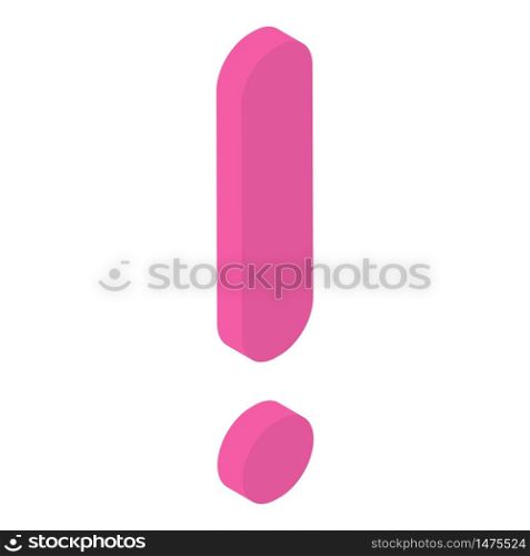 Exclamation sign icon. Isometric of exclamation sign vector icon for web design isolated on white background. Exclamation sign icon, isometric style
