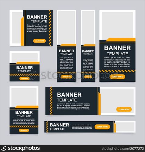 Exclusive brand promotion web banner design template. Upcoming offers. Vector flyer with text space. Advertising placard with customized copyspace. Printable poster for advertising. Arial font used. Exclusive brand promotion web banner design template