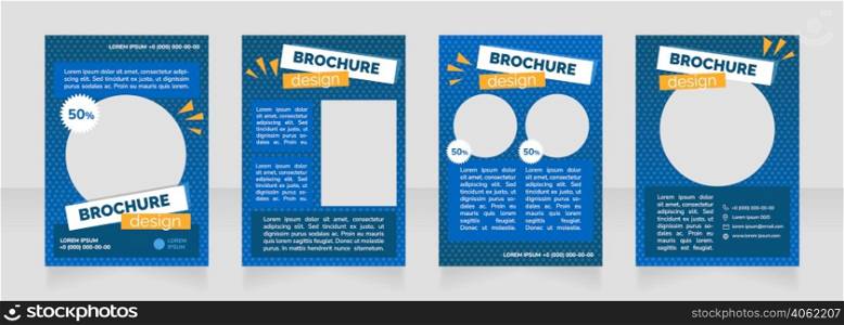 Exclusive discounts blank brochure design. Template set with copy space for text. Premade corporate reports collection. Editable 4 paper pages. Raleway Black, Nunito Regular fonts used. Exclusive discounts blank brochure design