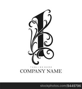 Exclusive elegant prestigious floral 1 monogram logo monochrome vector illustrations for your work logo, merchandise t-shirt, stickers and label designs, poster, greeting cards advertising business company or brands
