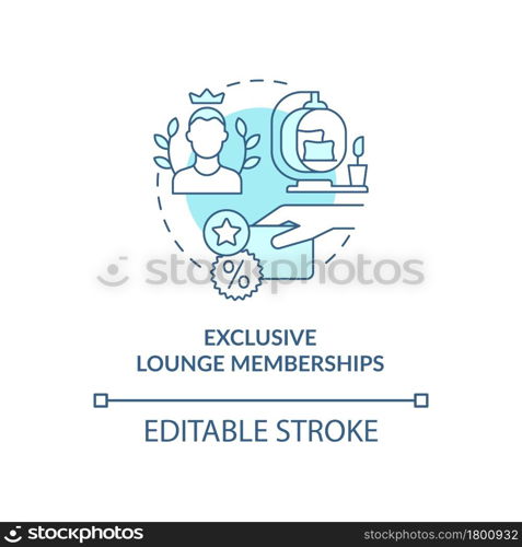 Exclusive lounge memberships blue concept icon. Premium lounge access abstract idea thin line illustration. Airport loyalty program. Vector isolated outline color drawing. Editable stroke. Exclusive lounge memberships blue concept icon