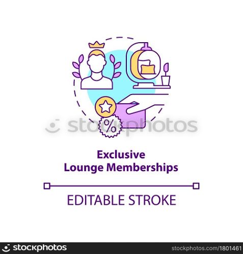 Exclusive lounge memberships concept icon. Premium lounge access abstract idea thin line illustration. Airport loyalty program. Vector isolated outline color drawing. Editable stroke. Exclusive lounge memberships concept icon