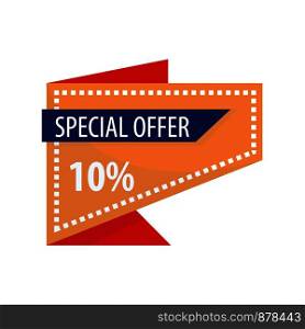 Exclusive sale sign on bright rectangular red promotional banner with thick navy ribbon, orange direction pointer at bottom and dotted frame isolated flat vector illustration on white background.. Exclusive sale sign on bright rectangular red promotional banner with thick navy ribbon, orange direction pointer at bottom and dotted frame isolated flat vector illustration