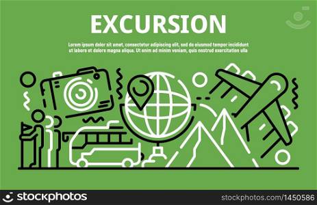 Excursion banner. Outline illustration of excursion vector banner for web design. Excursion banner, outline style