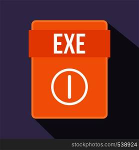 EXE file icon in flat style on a violet background. EXE file icon, flat style
