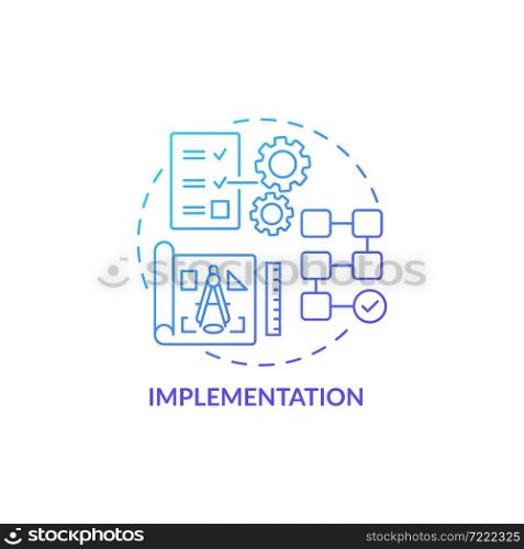 Execution concept icon. New technological solutions realization. Implement and support company structures abstract idea thin line illustration. Vector isolated outline color drawing. Execution concept icon