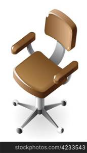 Executive chair of brown leather. Vector illustration.