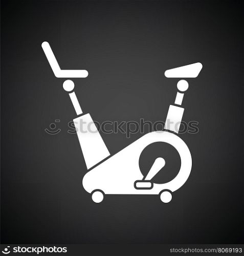 Exercise bicycle icon. Black background with white. Vector illustration.