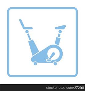 Exercise bicycle icon. Blue frame design. Vector illustration.