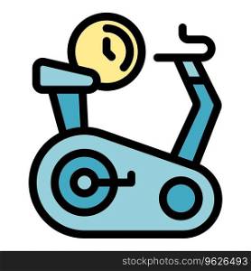 Exercise bike icon outline vector. Run program. Care info color flat. Exercise bike icon vector flat