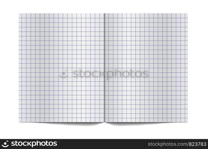 Exercise book for writing spread, with empty pages. Stock vector illustration