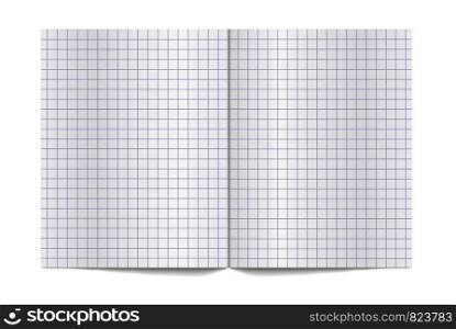 Exercise book for writing spread, with empty pages. Stock vector illustration