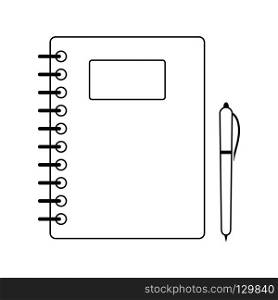 Exercise book with pen icon. Thin line design. Vector illustration.