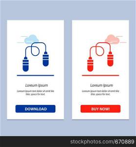 Exercise, Fitness, Jump Rope, Jumping Blue and Red Download and Buy Now web Widget Card Template