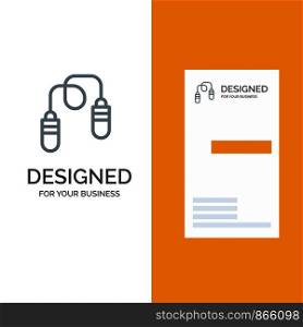 Exercise, Fitness, Jump Rope, Jumping Grey Logo Design and Business Card Template