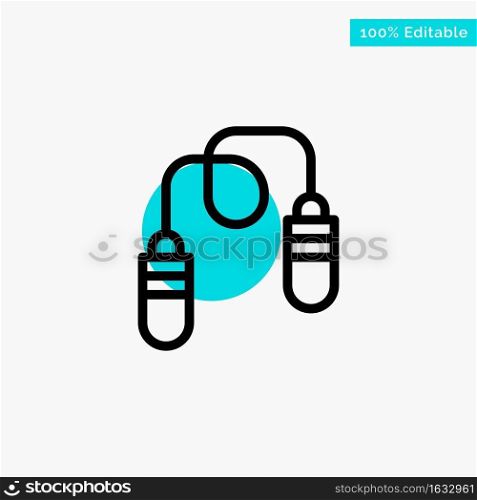 Exercise, Fitness, Jump Rope, Jumping turquoise highlight circle point Vector icon