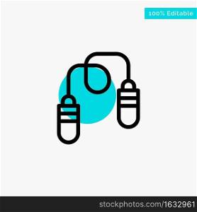 Exercise, Fitness, Jump Rope, Jumping turquoise highlight circle point Vector icon