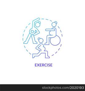 Exercise for pregnant woman blue gradient concept icon. Mental health abstract idea thin line illustration. Low impact aerobics. Help with birthing process. Vector isolated outline color drawing. Exercise for pregnant woman blue gradient concept icon