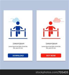 Exercise, Gym, Gymnastic, Health, Man Blue and Red Download and Buy Now web Widget Card Template