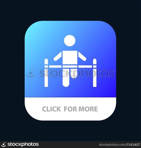 Exercise, Gym, Gymnastic, Health, Man Mobile App Button. Android and IOS Glyph Version