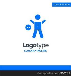 Exercise, Gym, Time, Health, Man Blue Solid Logo Template. Place for Tagline