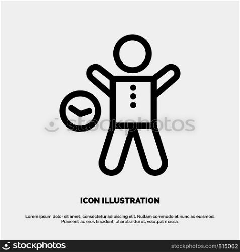 Exercise, Gym, Time, Health, Man Line Icon Vector