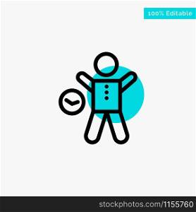 Exercise, Gym, Time, Health, Man turquoise highlight circle point Vector icon
