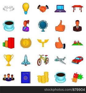 Exercise icons set. Cartoon set of 25 exercise vector icons for web isolated on white background. Exercise icons set, cartoon style
