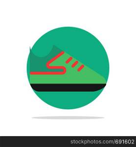 Exercise, Shoes, Sports Abstract Circle Background Flat color Icon