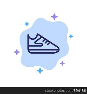 Exercise, Shoes, Sports Blue Icon on Abstract Cloud Background