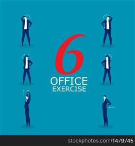 Exercises With Businessman protect office syndrome concept vector illustrator.