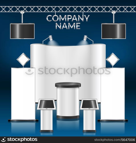 Exhibition advertising promotion stand blank layout template vector illustration