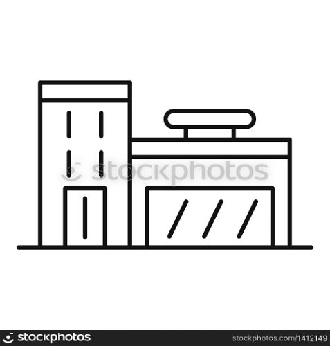Exhibition center store icon. Outline exhibition center store vector icon for web design isolated on white background. Exhibition center store icon, outline style