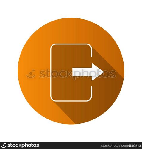 Exit button flat design long shadow glyph icon. Log out. Send file. Vector silhouette illustration. Exit button flat design long shadow glyph icon