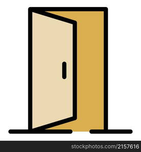 Exit door icon. Outline exit door vector icon color flat isolated. Exit door icon color outline vector