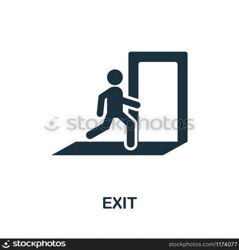 Exit icon. Creative element design from fire safety icons collection. Pixel perfect Exit icon for web design, apps, software, print usage.. Exit icon. Creative element design from fire safety icons collection. Pixel perfect Exit icon for web design, apps, software, print usage