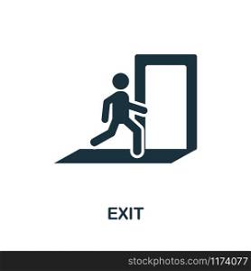 Exit icon. Creative element design from fire safety icons collection. Pixel perfect Exit icon for web design, apps, software, print usage.. Exit icon. Creative element design from fire safety icons collection. Pixel perfect Exit icon for web design, apps, software, print usage