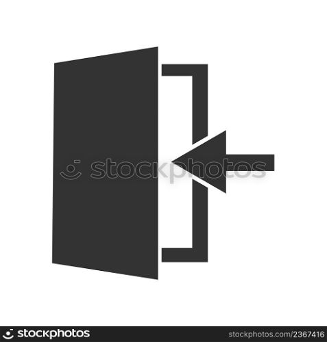 Exit icon. Doorway and arrow output room symbol. Sign leaving vector.