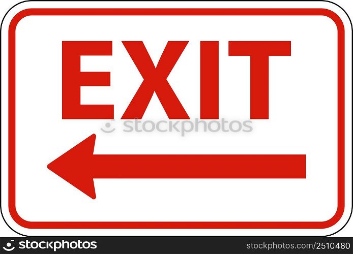 Exit Left Arrow Sign On White Background