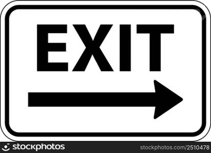 Exit Right Arrow Sign On White Background