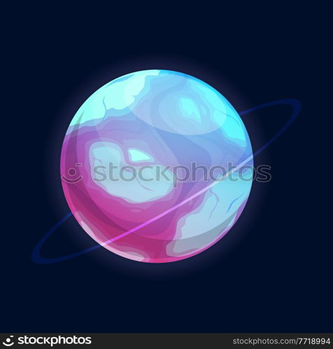 Exoplanet or planet dessert isolated sweet cartoon sci-fi fantasy world. Vector aliens confectionery sphere, futuristic cosmic circle, ui game design element. Yummy outer space planet of caramel. Sweet cartoon planet sci-fi fantasy world isolated