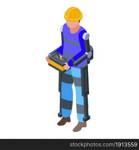 Exoskeleton body icon isometric vector. Human robot. Man suit. Exoskeleton body icon isometric vector. Human robot